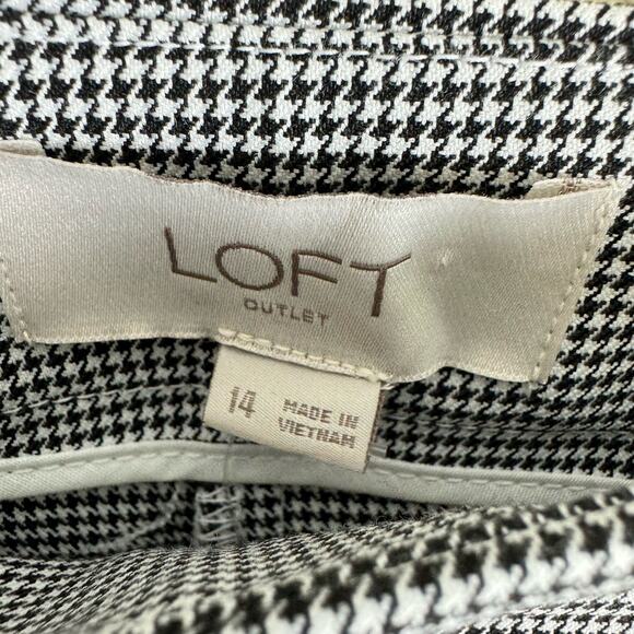 LOFT NWT Black White Checkered Houndstooth Straight High Rise Pants Plus Size 14 - Picture 7 of 9